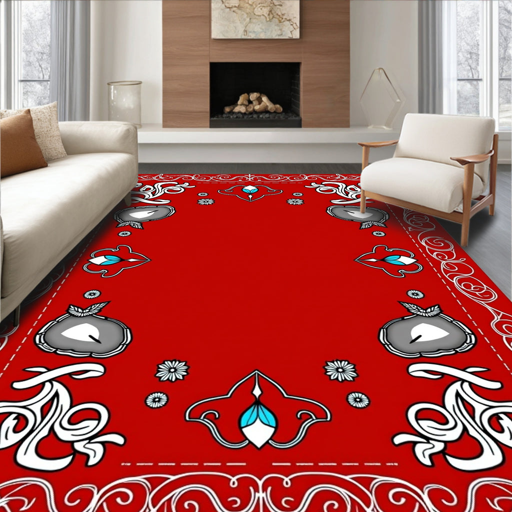 Red Agate Stone Floral Swirl Rug