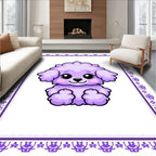 Lavender Poodle Kawaii Cartoon Rug