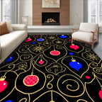 Crimson Blue Festive Ornament Swirl Rug