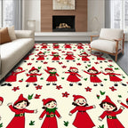 Red Gnomes Festive Floral Scatter Rug