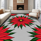 Vibrant Red Floral Garden Rug