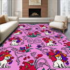 Whimsical Floral Puppy Meadow Rug