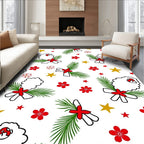 Festive Sheep Red Floral Gold Stars Rug
