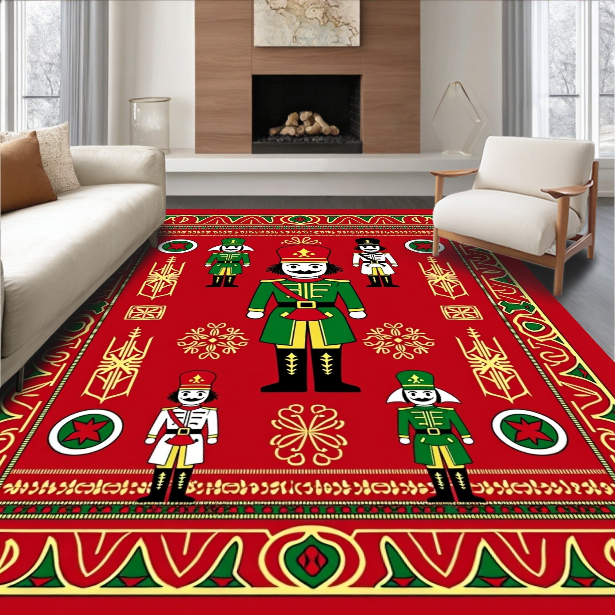 Crimson Red Nutcracker Soldier Parade Rug
