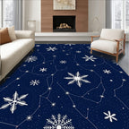 Deep Blue Snowflake Constellation Radiance Rug
