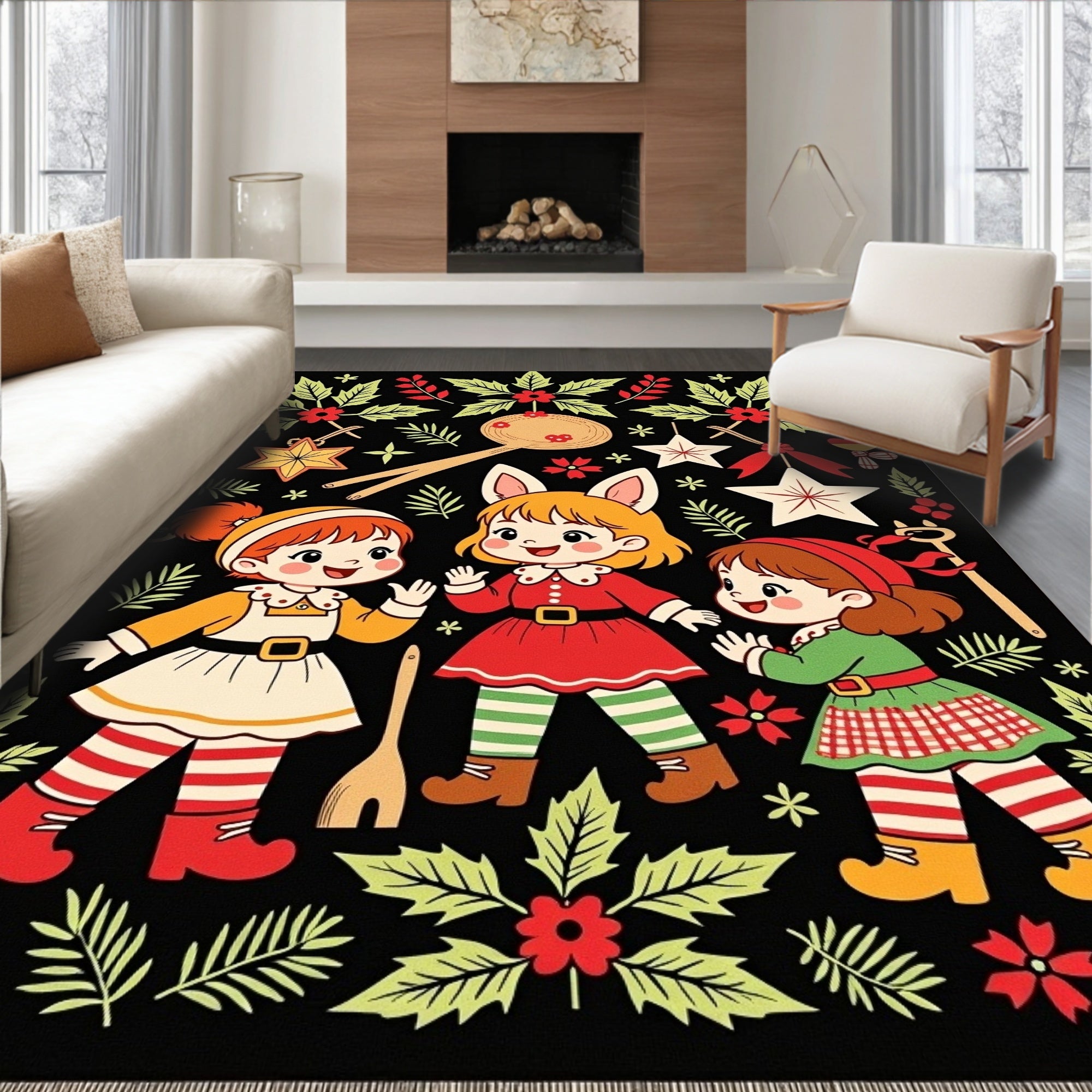 Cute Characters with Holly Garland Rug