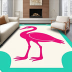 Hot Pink Crane Teal Border Rug