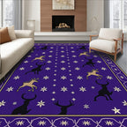 Deep Purple Reindeer Snowflake Border Rug