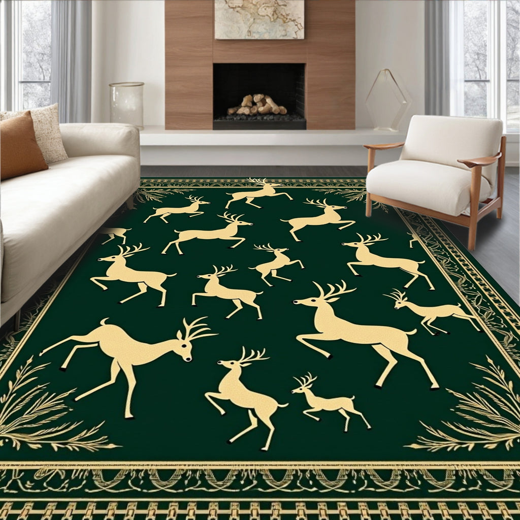 Forest Green Golden Stag Herd Rug