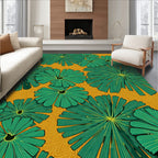 Vibrant Green Lotus Mustard Swirl Rug