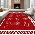 Red And White Whimsical Figures Fireworks Rug
