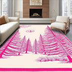 Pink Pine Forest Landscape Rug