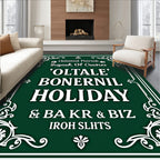 Dark Green Ornate Calligraphy Holiday Rug