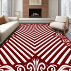 Crimson White Chevron Border Relief Rug