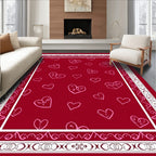 Crimson Hearts Whimsical Border Rug