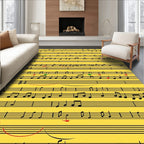 Black Music Notes Yellow Harmony Rug