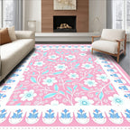 Pink Floral Garden Border Rug