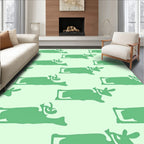 Light Green Abstract Cow Repeat Rug
