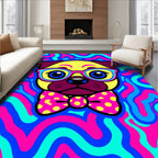 Vibrant Pug Psychedelic Bowtie Rug