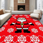 Festive Red Santa Snowflake Border Rug