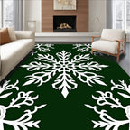 White Snowflake Forest Contrast Rug