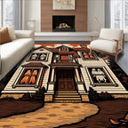 Haunted House Ghost Orange Brown Rug