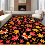 Vibrant Autumn Leaves Fox Floral Rug