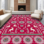 Crimson Reindeer Star Floral Border Rug