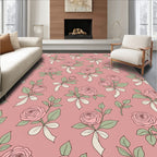 Blush Pink Rose Bouquets With Ribbons Rug
