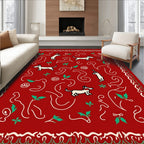 Whimsical Red Dog Holly Garden Rug
