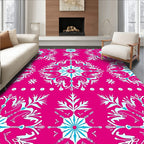Hot Pink Snowflake Mandala Rug