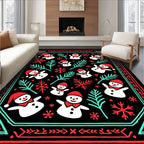 Whimsical Snowmen Festive Holiday Rug