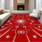 Crimson Starburst Floral Medallion Rug