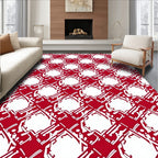 Crimson Interlocking Geometric Lattice Rug