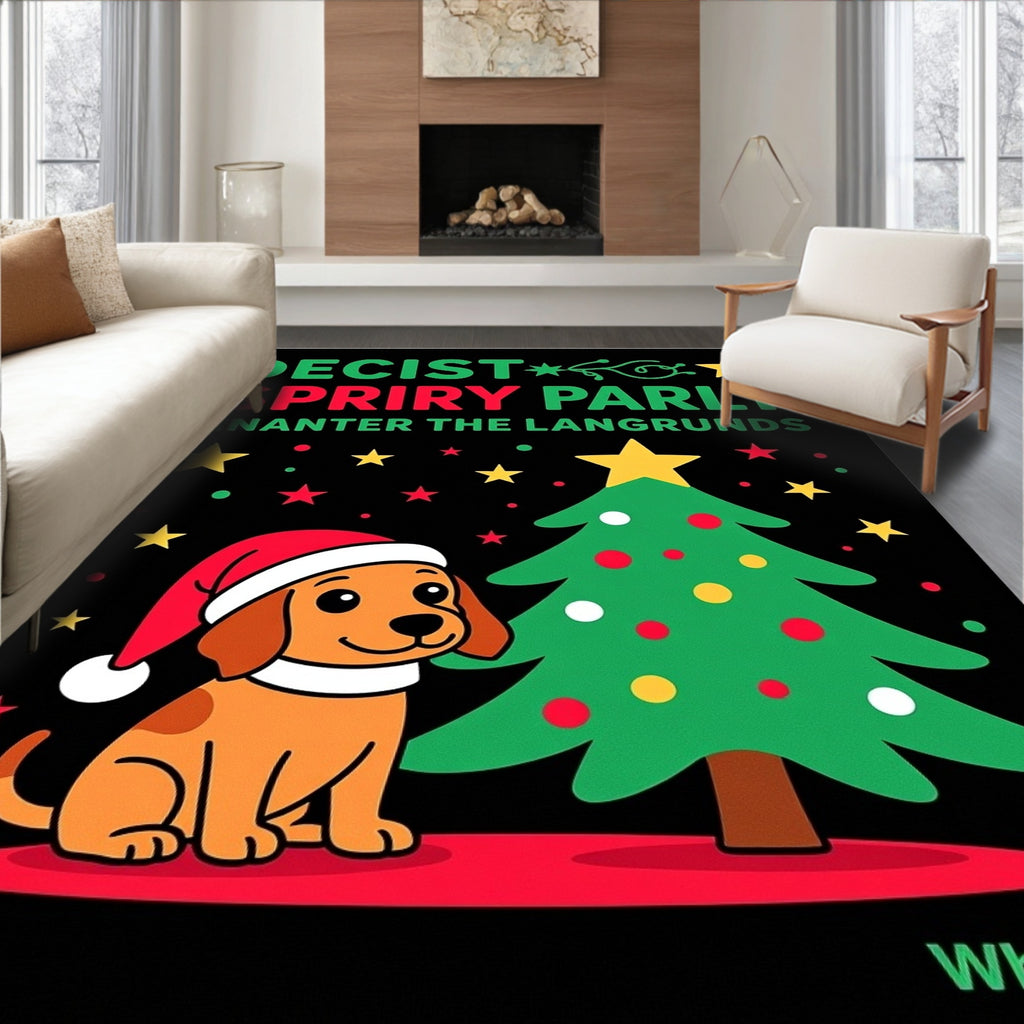 Christmas Dog And Tree Festive Rug
