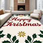 Festive Holly Berry Red Bow Rug