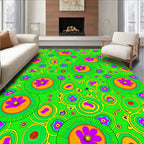 Vibrant green floral medallions Rug