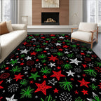 Festive Red Green White Star Scatter Rug