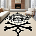 Gothic Black Skull Bone Medallion Rug