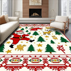 Christmas Santa Claus Reindeer Forest Border Rug