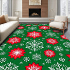 Red White Snowflake Scatter Rug