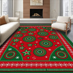 Festive Red Green Star Medallion Rug
