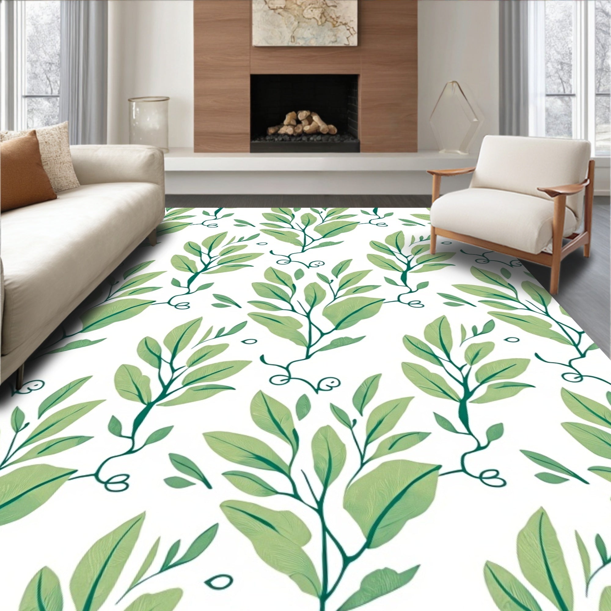 Lush Green Leafy Vine Rug