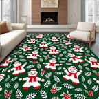 Festive Red Scarf Snowmen Holiday Rug