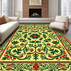 Victorian Yellow Red Green Floral Rug