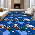 Cozy Snow Village Collection Houses Rug