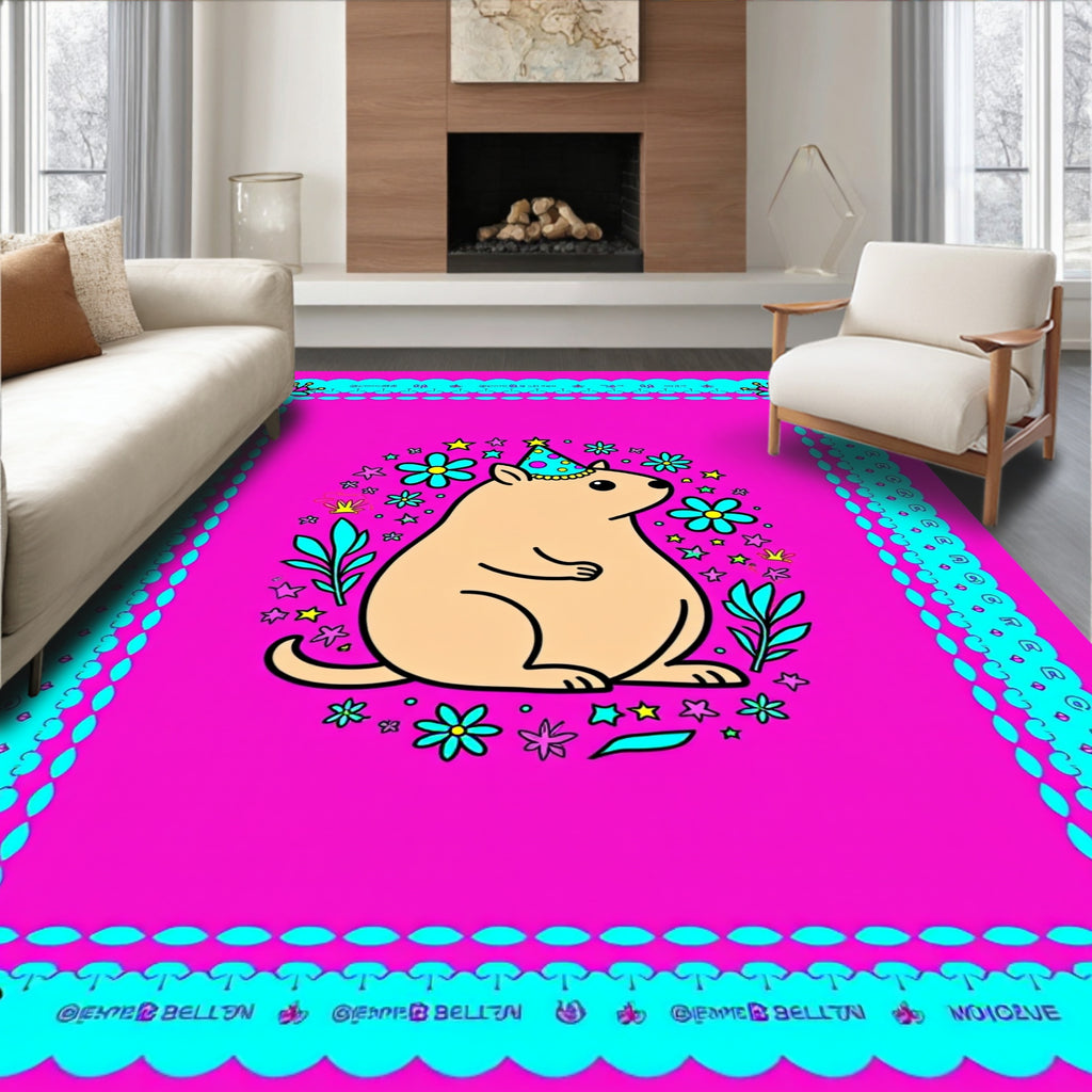 Pink Groundhog Birthday Party Celebration Rug