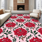 Crimson Red Garden Flower Repeat Rug