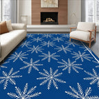 Winter Blue Snowflake Motif Rug