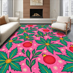 Festive Red Ornaments Green Holly Scatter Rug
